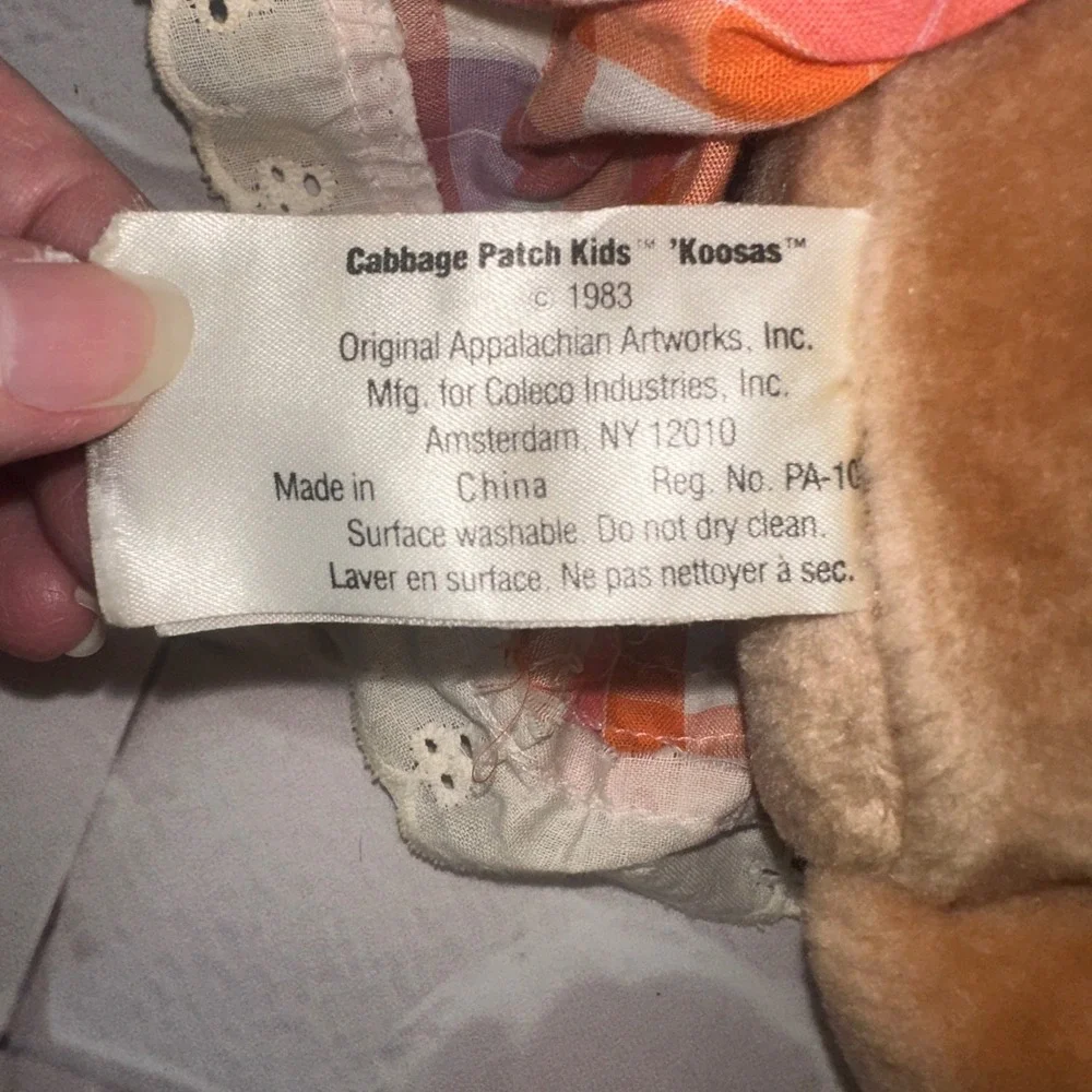 Vintage 1983 Cabbage Patch‎ Kids Koosas Plush Cat Brown Plaid Dress Coleco 80s